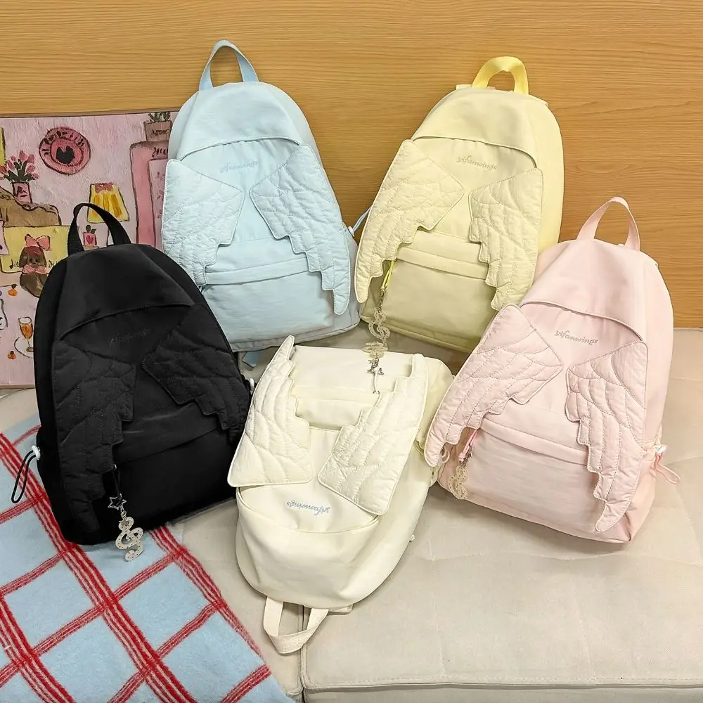 Canvas Backpack Casual - Vielseitiger Rucksack im Angel-Wing-Design, Y2k-Stil, großer